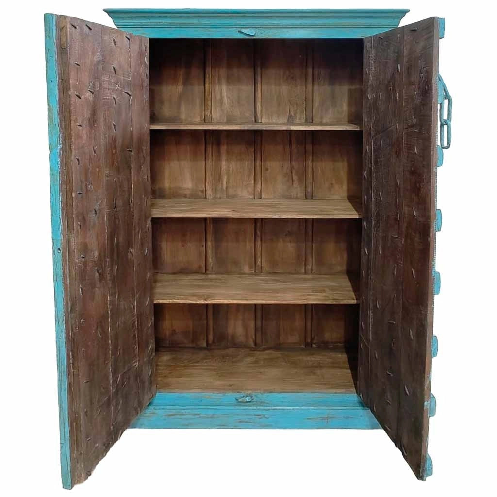 Armadio legno artigianale blu 120x46x170h cm