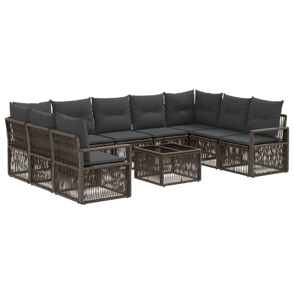 Set Divano da Giardino 10 pz Grigio polyrattan 3435818