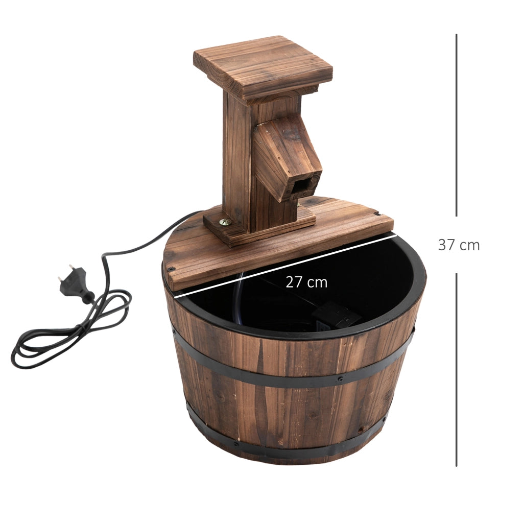 Fontana da giardino elettrica con secchio in legno ¨C zephmum ¨C effetto carbonizzato ?27x37 cm