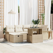 Set Divano da Giardino con cuscino 7 pcs Beige polyrattan