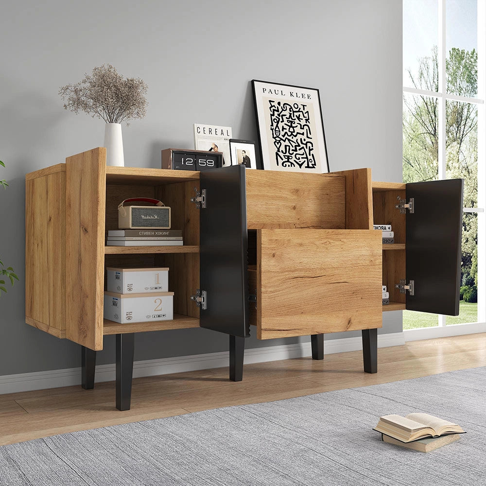 Media center legno - Xylo - Piedi massello per TV 60"