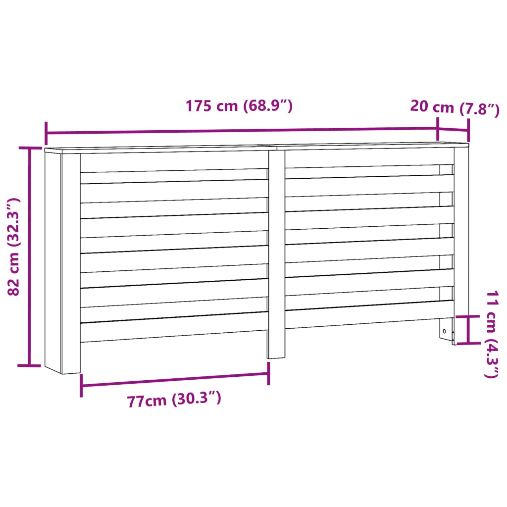 vidaXL Copertura Termosifone Bianca 175x20x82 cm in Legno Multistrato