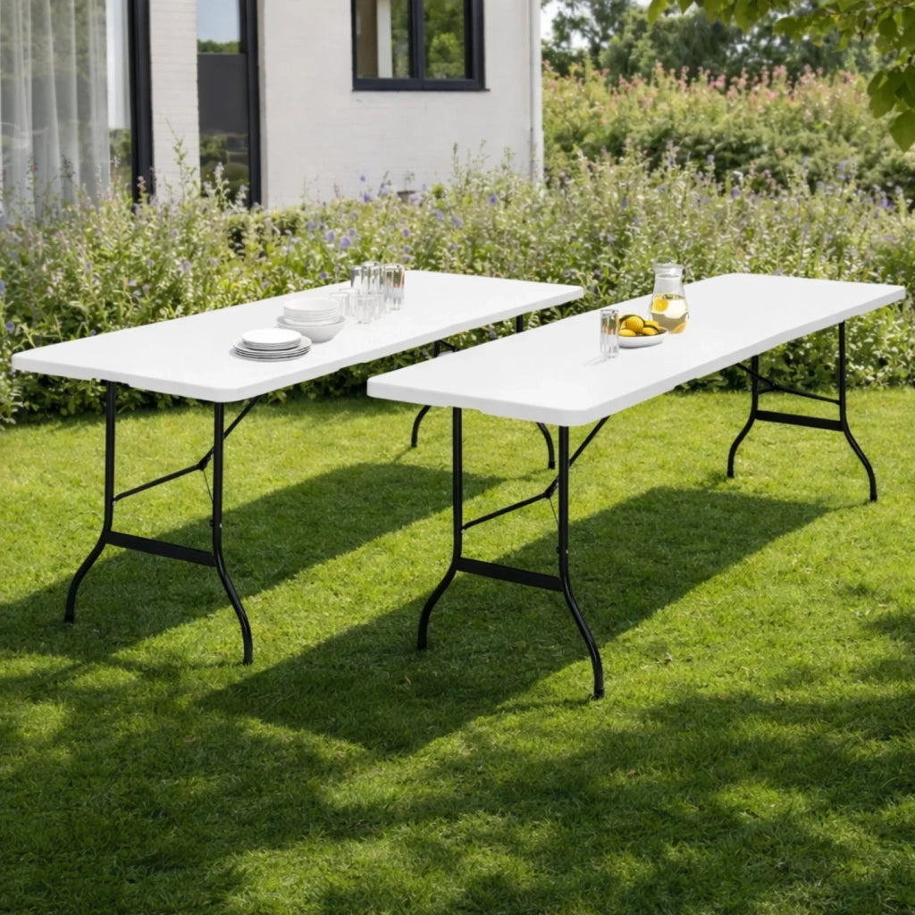 IDMarket - Set di 2 tavoli pieghevoli portatili da 180 CM per campeggio o ricevimento