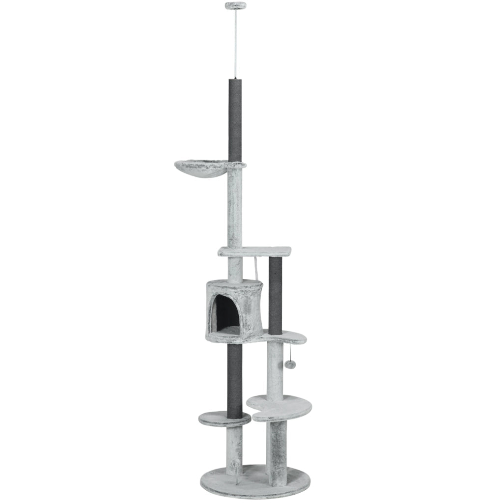 Albero tiragraffi con amaca e casetta ¨C zephmum ¨C grigio 225-255 cm
