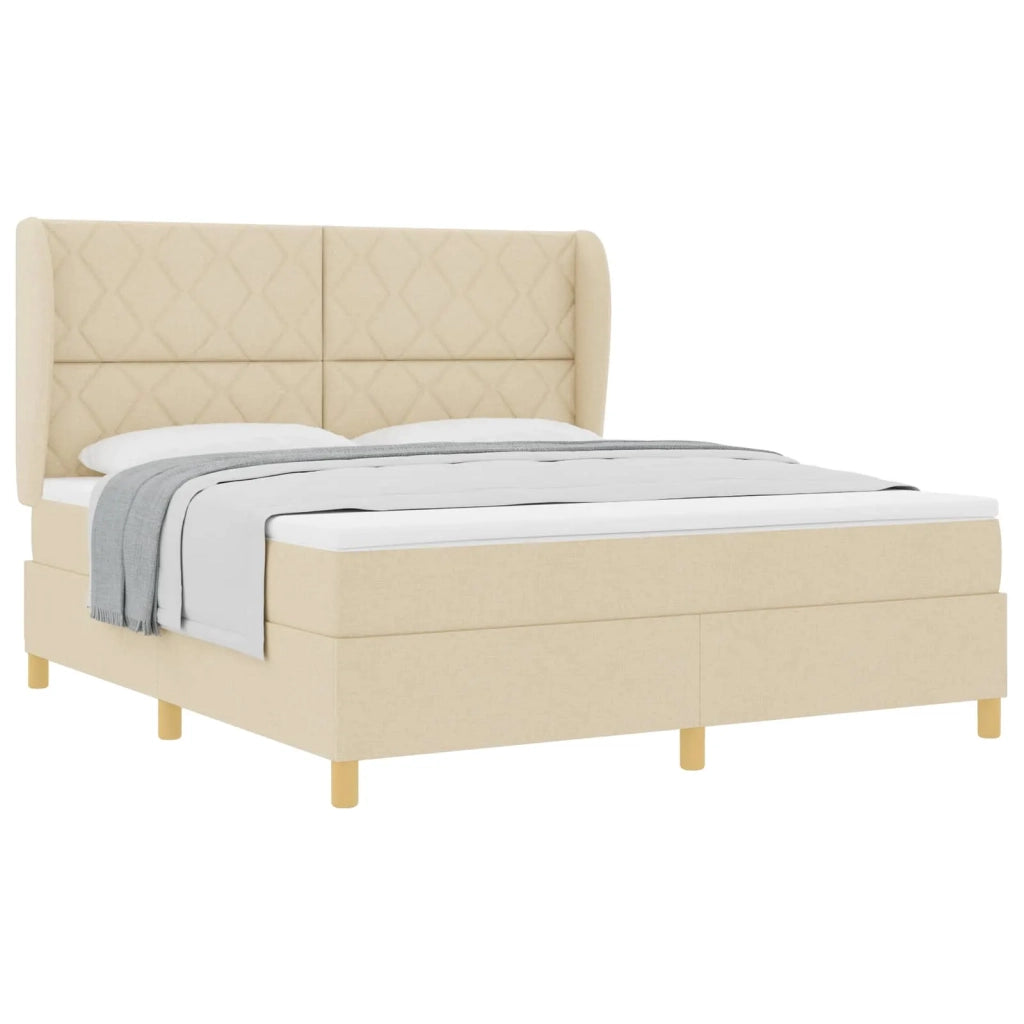 Letto a molle con testiera Crema 200 x 180 cm Tessuto 3340835