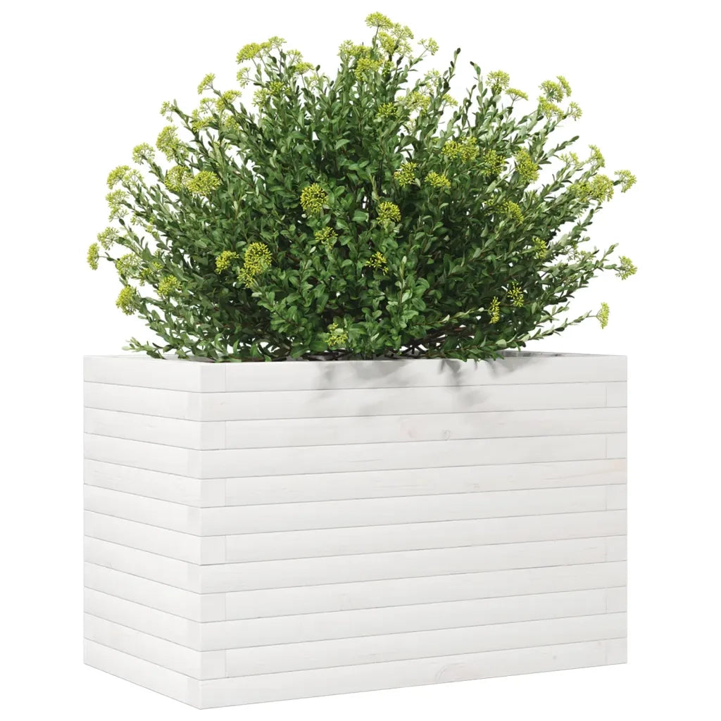 Fioriera da Giardino Bianca 70x40x45,5cm Legno Massello di Pino 847264