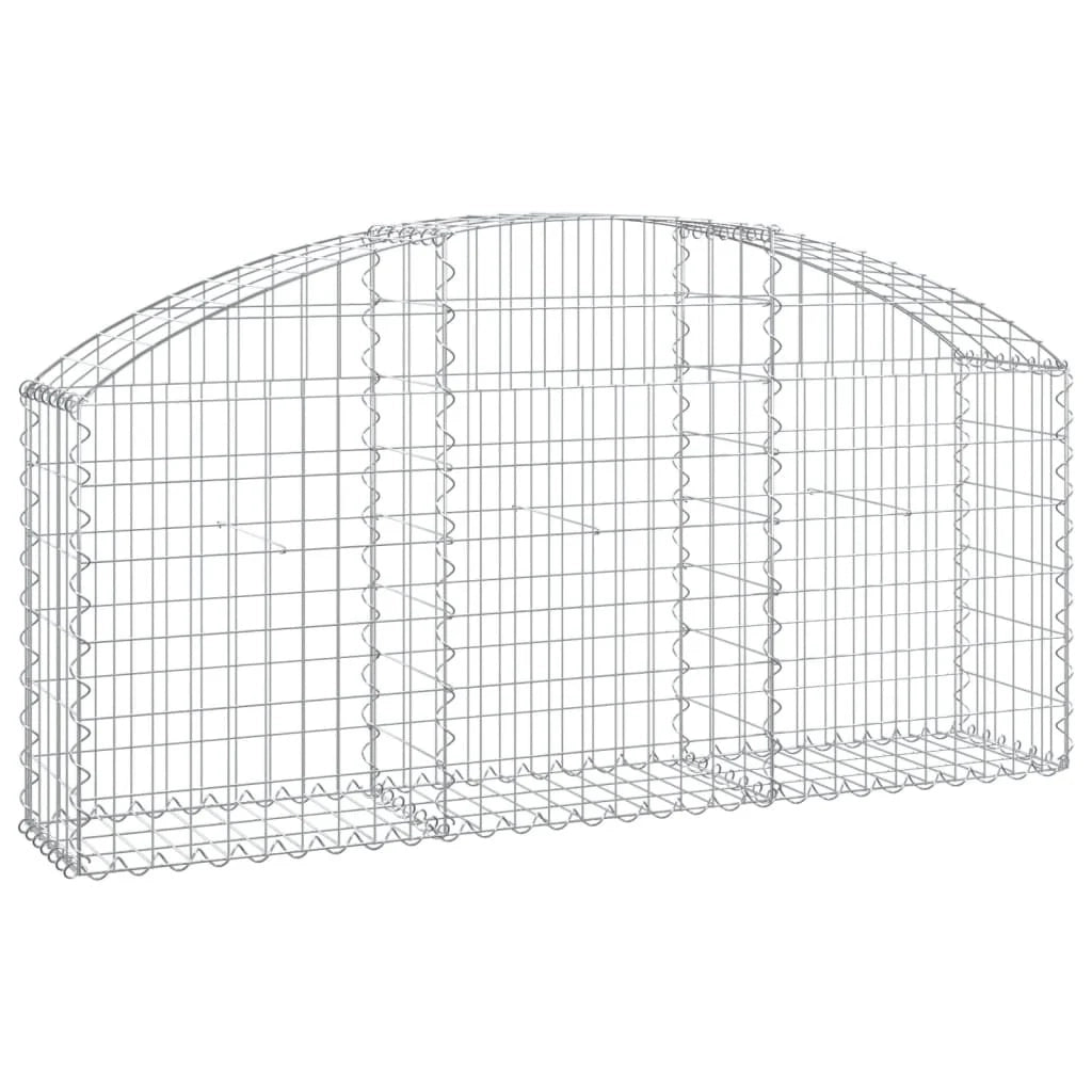 Cesto gabbione recinzione a gabbia muro di contenimento ad arco 150 x 30 x 60/80 cm ferro zincato argento 02_0039978