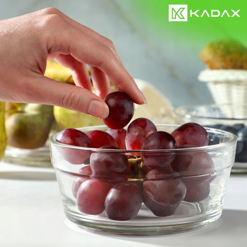 Ciotola in vetro KADAX per insalata, snack, insalata e frutta, 14 cm, set da 2, rotonda