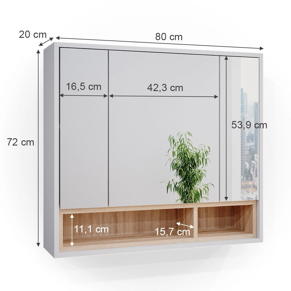 Vicco Specchio contenitore bagno Bianco 80 x 72 cm