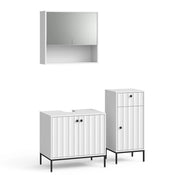 Vicco Set di mobili da bagno Ondulazione bianca 3 parti
