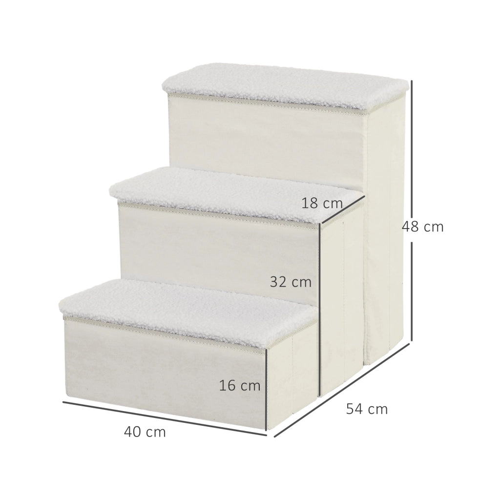 Scala per animali domestici 3 gradini 48 cm ¨C zephmum ¨C bianco pieghevole