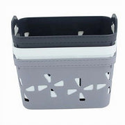 Trade Shop - Set 2 Pz Cesto Portaoggetti Cestino Porta Tutto Con Maniglie 18,5x12x12 Cm 10723 -