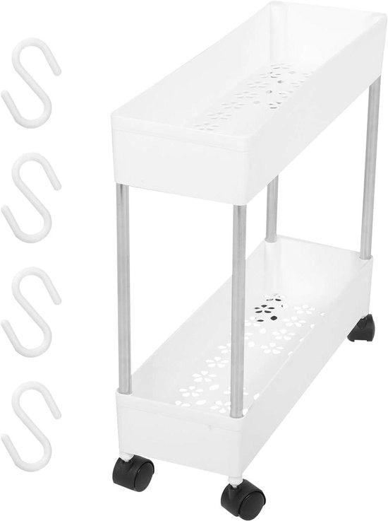 Carrello di lavoro multifunzionale a 2 piani - bianco - plastico