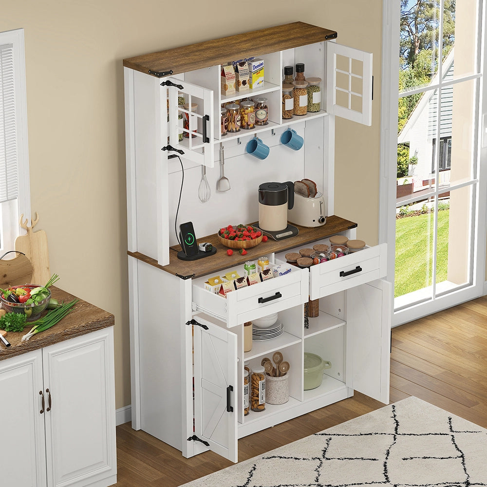 Buffet bar - Xylo - LED/prese 2cass porta fienile bianco