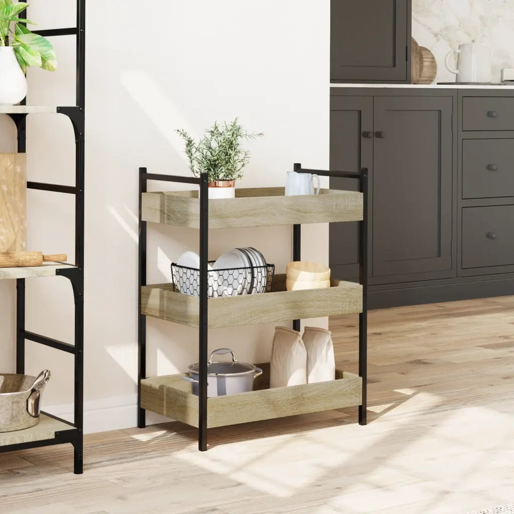 Carrello da Cucina-Scaffale per Cucina Rovere Sonoma 50x30x70 cm Legno Multistrato