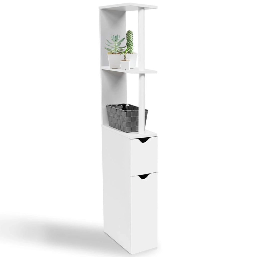 IDMarket - Scaffalatura per toilette in legno bianco con 2 ante bianche WILLY
