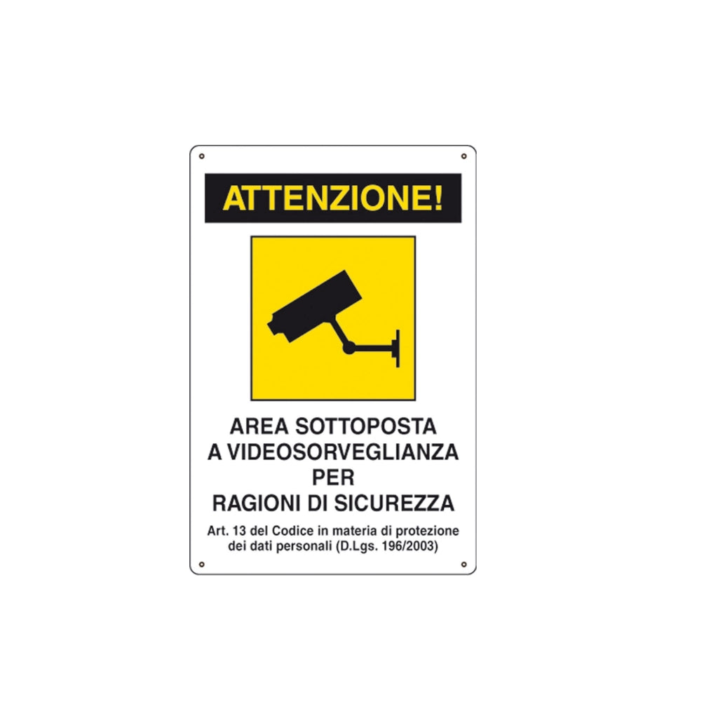 Cartello adesivo segnaletica Area videosorvegliata per sicurezza 12 x 18 cm