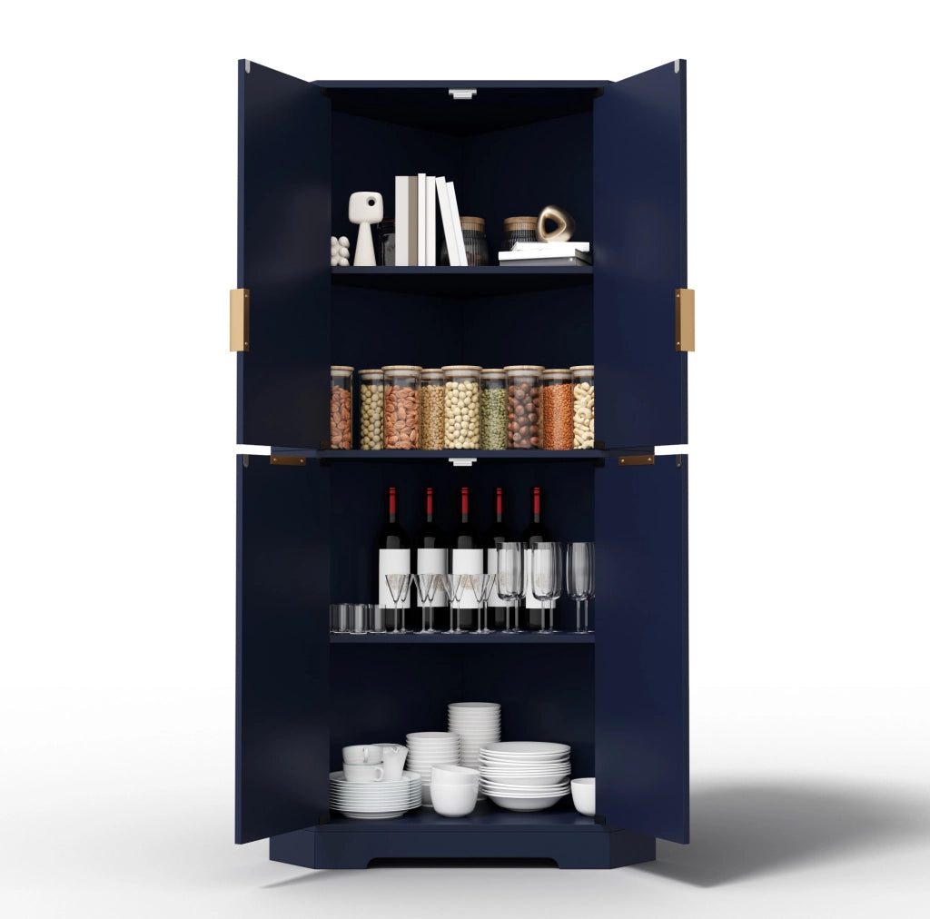 Armadio angolare salvaspazio 60 x 60 x 172 cm in MDF blu con ripiani regolabili