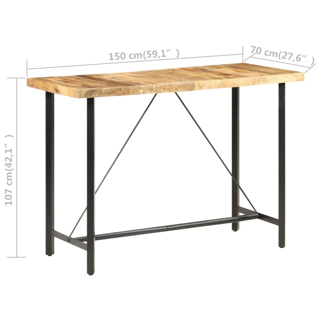 Tavolo da Bar 150x70x107 cm in Legno Ruvido di Mango 286612
