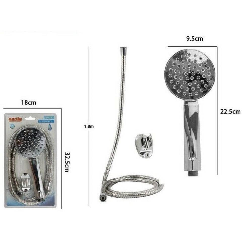 Trade Shop - Kit Doccetta Doccino Soffione Bagno Doccia Tondo Con Laccio 1,8 Mt Staffa 69320 -