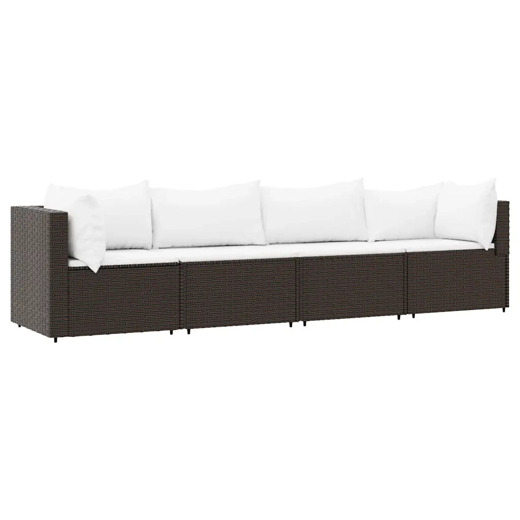 Set Mobili da Giardino 4 pz con Cuscini in Polyrattan Marrone CFW5429581