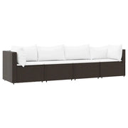 Set Mobili da Giardino 4 pz con Cuscini in Polyrattan Marrone CFW5429581