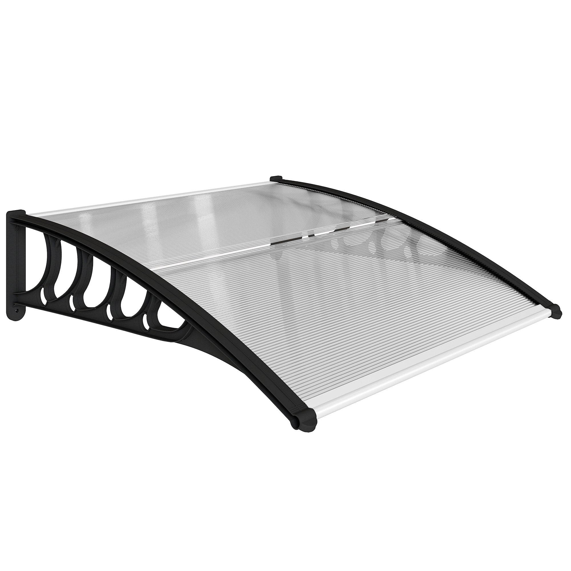 Tettoia da Esterno 103x96,5x27cm per Porte e Finestre in Policarbonato Trasparente