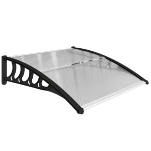 Tettoia da Esterno 103x96,5x27cm per Porte e Finestre in Policarbonato Trasparente