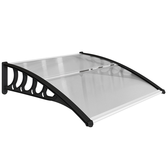 Tettoia da Esterno 103x96,5x27cm per Porte e Finestre in Policarbonato Trasparente