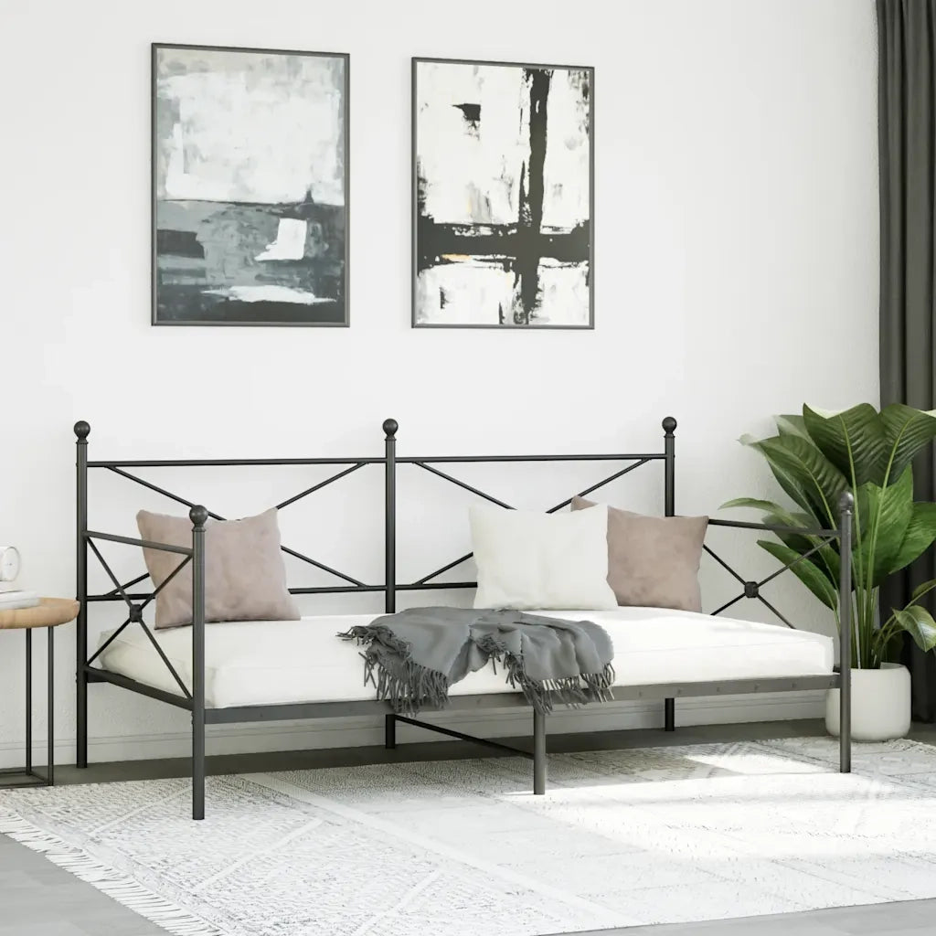Dormeuse senza Materasso Nero 107x203 cm in Acciaio 4104671