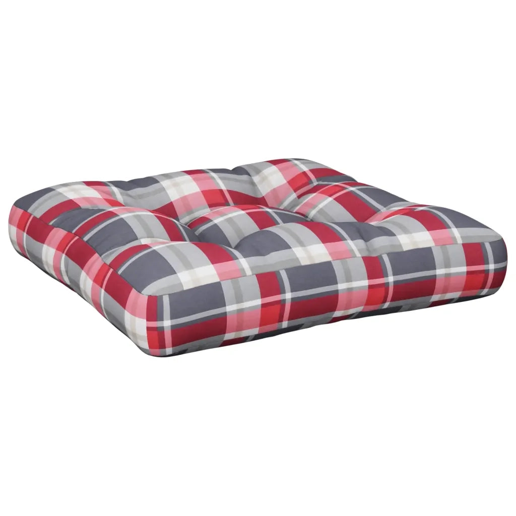 Cuscino per pallet | Cuscini per sedie a Quadri Rosso 58x58x10 cm in Tessuto