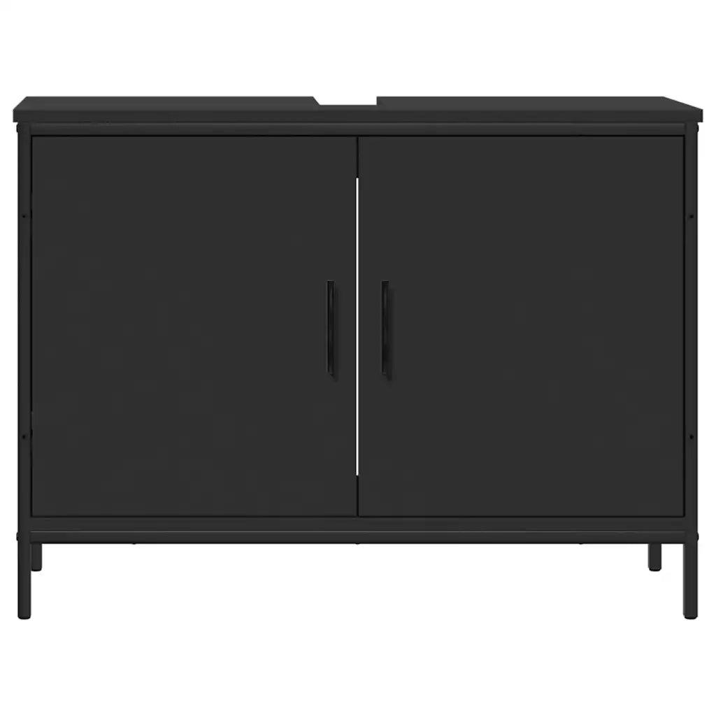 Mobile Lavabo Bagno Nero 80x30x60 cm in Legno Multistrato 842451