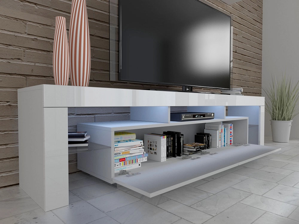 Mobile TV 190x45hx35 Cm Bianco opaco con 2 vani