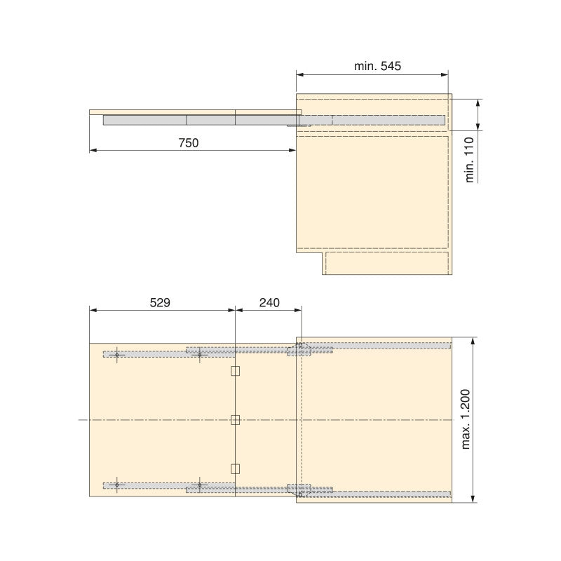 Guide per tavolo allungabile e sollevabile Oplà Folding+39 M120, Alluminio, Champagne anodizzato