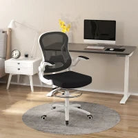Sedia da Ufficio Ergonomica in Tessuto Traspirante con Altezza Regolabile e Braccioli Ribaltabili, 59x65x110-130 cm