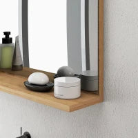 kleankin Specchio Bagno da Parete con Mensola Design Moderno e Multiuso, 60x12x40 cm, Legno