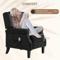 Poltrona Massaggiante e Reclinabile con Funzione Riscaldante e Telecomando, 78x84x101cm, Nero