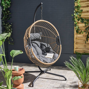 Uovo sospeso acciaio poliestere, beige