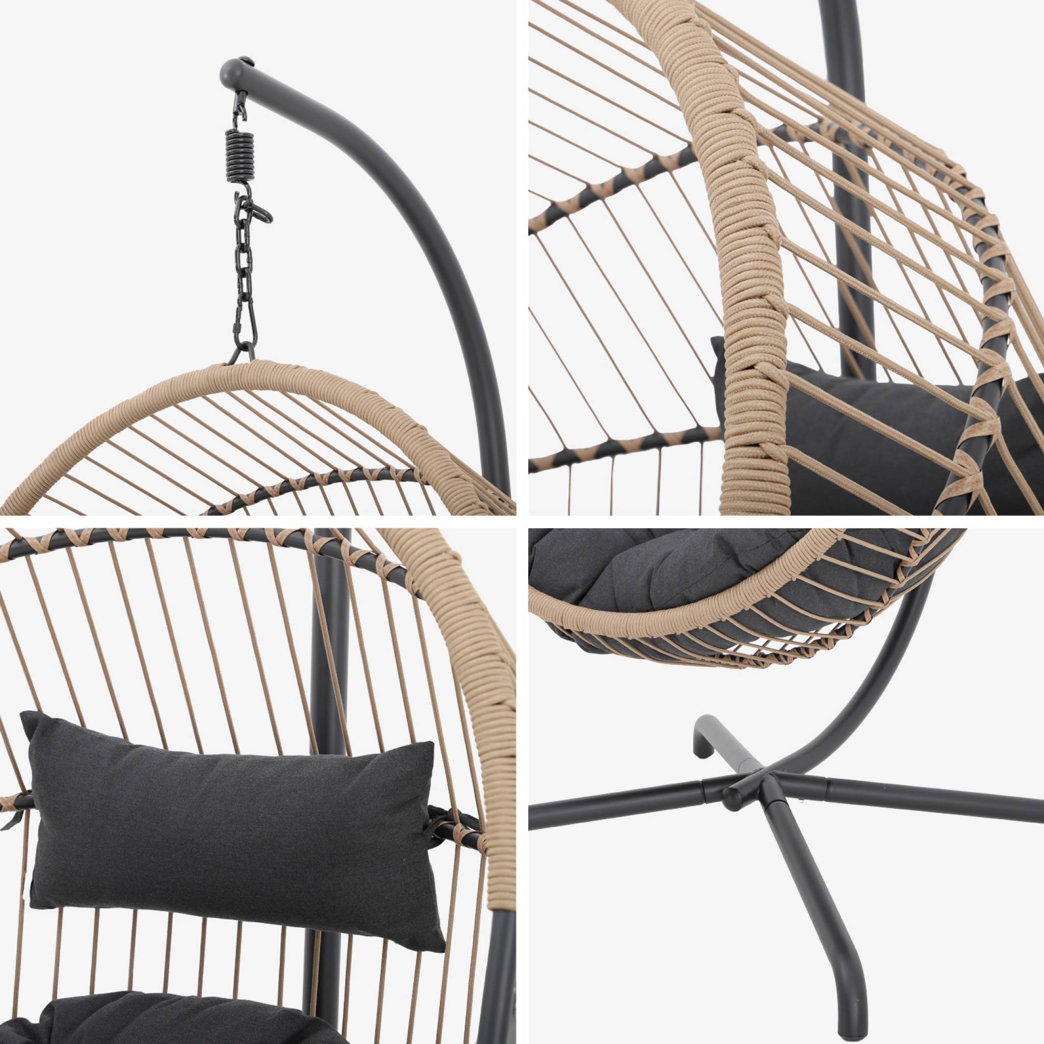 Uovo sospeso acciaio poliestere, beige