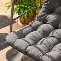 Poltrona sospesa in acciaio, rattan, poliestere, antracite