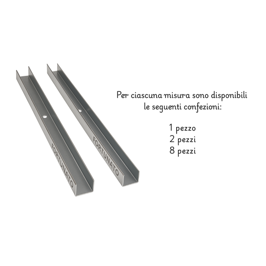 Guida u standard 1 m profilo preforato sp 0,6 mm per cartongesso *** pezzi 8, misure 28 x 16 x 28 mm, confezione 1