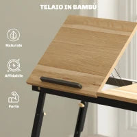 Supporto Monitor Inclinabile e Regolabile con Cassetto Laterale, in Legno, 83.5x33x23.5-34 cm, Rovere e Nero