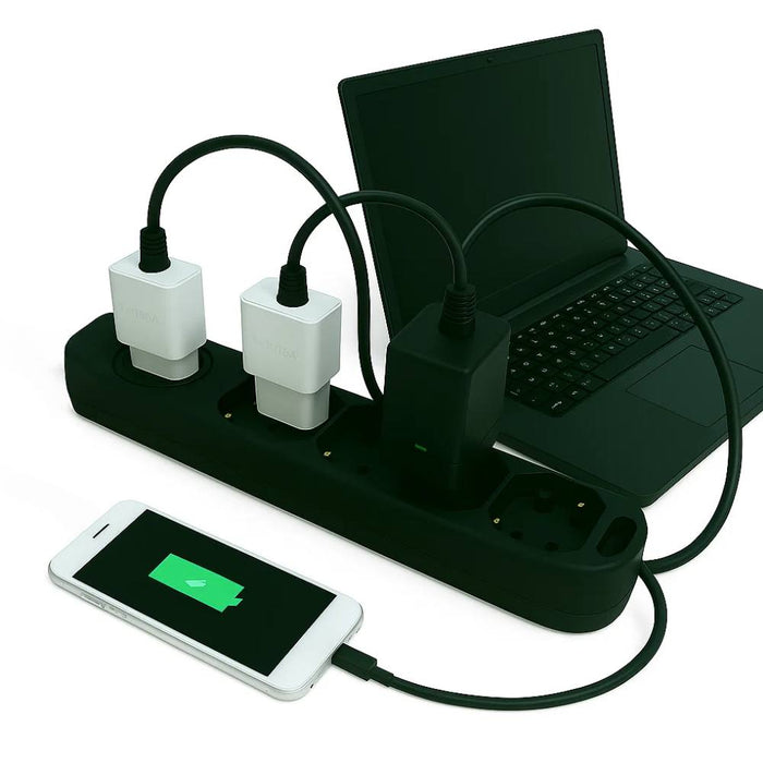 Ecova 30097x multipresa 4 uscite universali 10/16a con interruttore cavo 1,5m nero