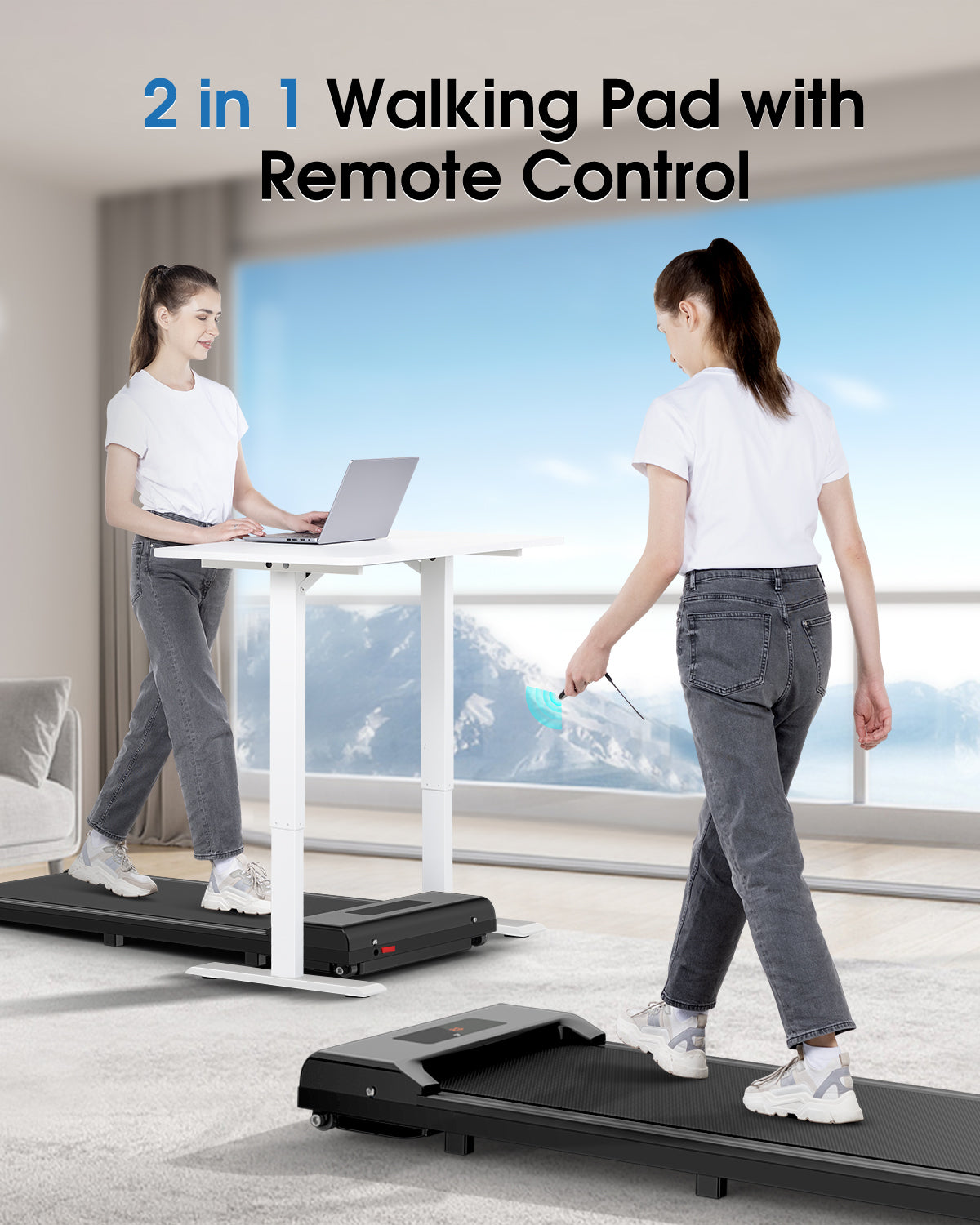 Tapis Roulant Elettrico 10 km/h - RATTANTREE - Walking Pad,Tappeto Corsa Extra Large 42CM, con telecomando e display LCD,Telaio rinforzato - Nero