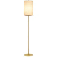 Lampada da Terra di Design, 40 W max, Piede in Acciaio Dorato, Paralume in Tessuto Crema, 25,5 x 25,5 x 157 cm, Oro e Beige