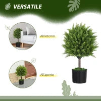 Pianta Finta Albero Cedro con Vaso Incluso per Interno ed Esterno, Altezza 55 cm, Verde