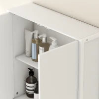 Mobile Bagno Sopra WC e Lavatrice con Armadietto e Ripiano Aperto, 64x20x180 cm, Bianco