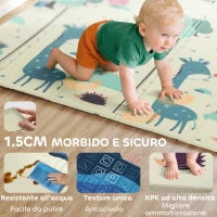 Tappeto per Bambini 0-6 Anni a Tema Animali con Superficie Impermeabile in XPE Multicolore, 196x176x1.5 cm