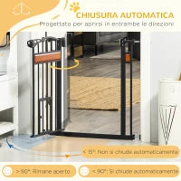 Cancellino per Cani con Fissaggio a Pressione, Estensibile da 74-80cm con Chiusura Automatica, Nero