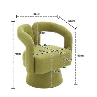 Poltrona Girevole Imbottita in Stoffa Bouclé, Design a Botte per Salotto e Ufficio, Verde Oliva